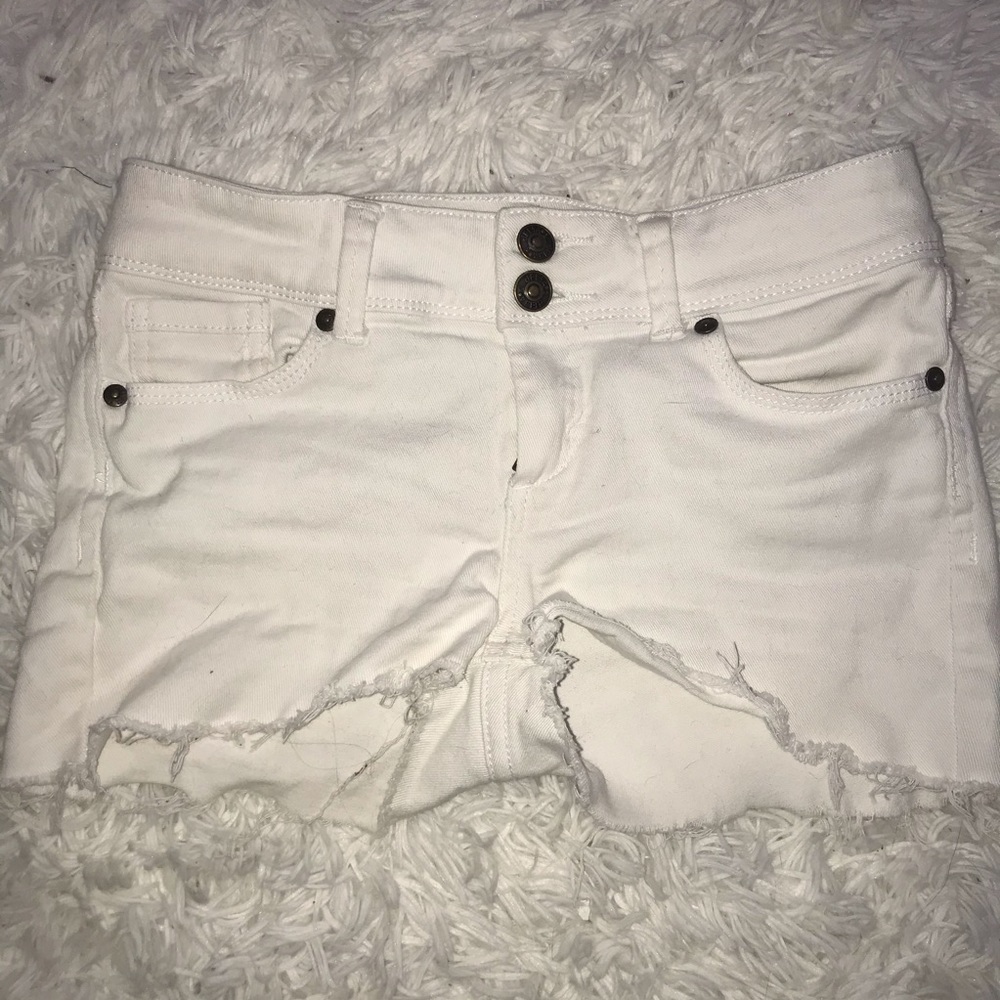 dELiA*s White Denim Shorts with Frayed Edge